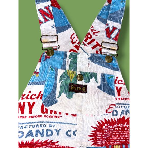 VTG Big Smith Kids Overalls Jim Dandy Hominy Grits Sack Print Approx. 6-7 years - Picture 3 of 10
